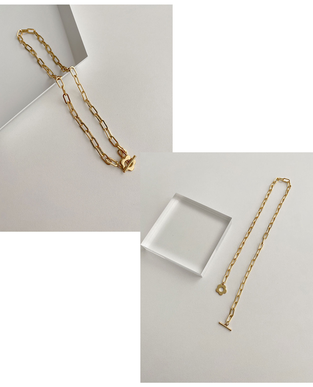 NKC Front-Clasp Chain Necklace - Gold