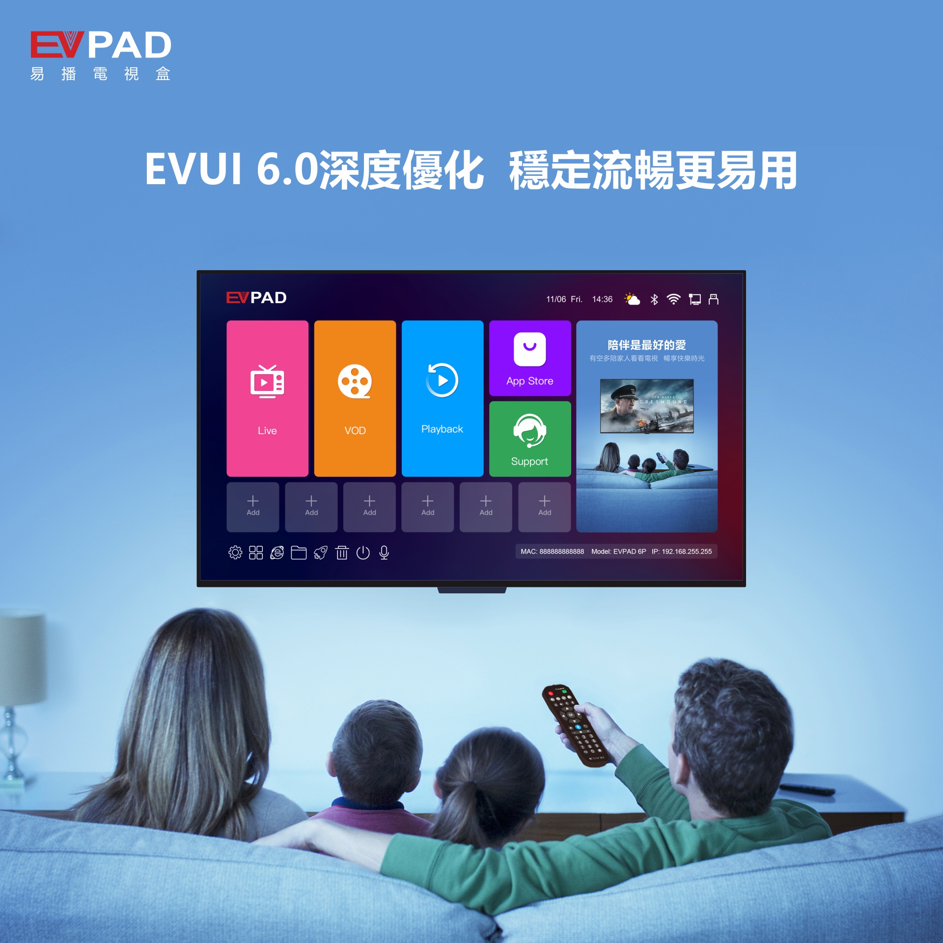 EVPAD 6P 4G RAM/64G ROM Android Tv Box Asia HK JP CN Taiwan North