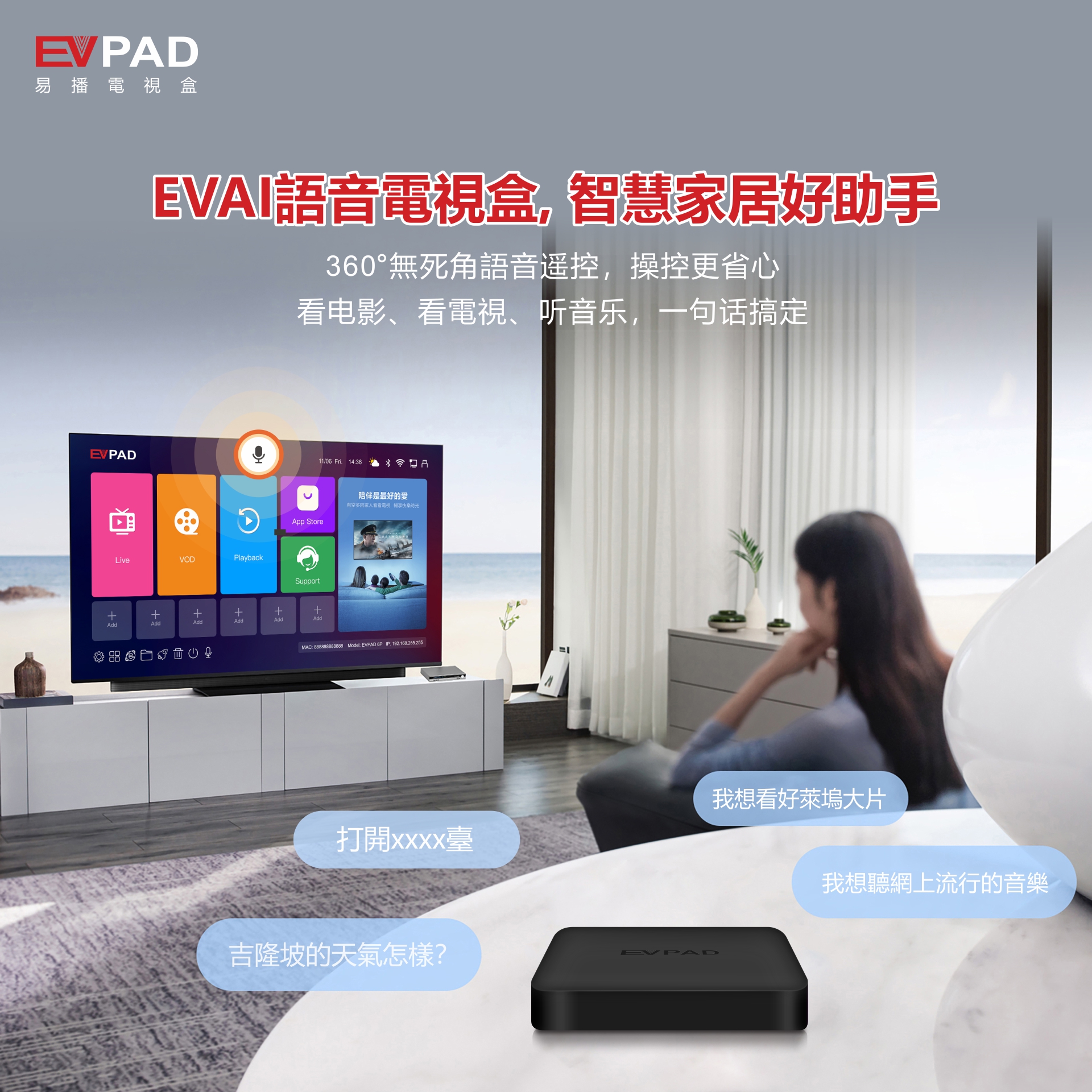 EVPAD 6P 4G RAM/64G ROM Android Tv Box Asia HK JP CN Taiwan North